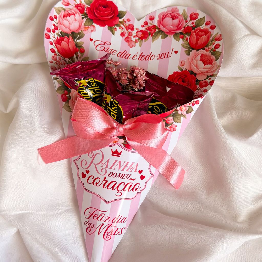 3/5/10 Caixa Buquê Personalizada + TAG - P/ 5  a 7 Bombons - Dia das Mães - Florais