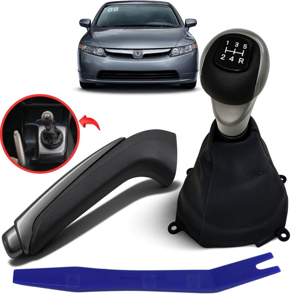 Manopla De Cambio Coifa Bola Alavanca Compatível Honda Civic 2007 até 2011 Manual