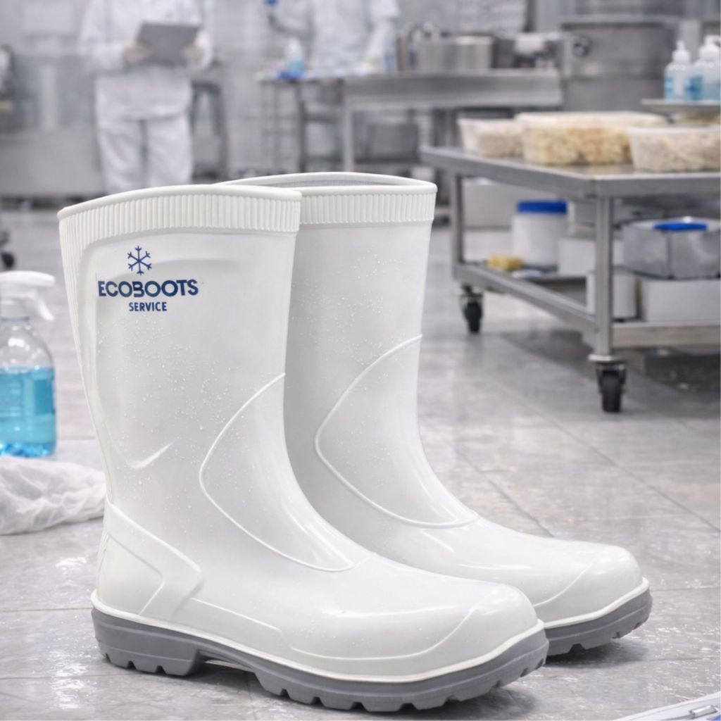 Bota Galocha Bracol Overtech Ecoboots Cano Médio Branco Solado Cinza Proteção Epi Segurança Ca 38589