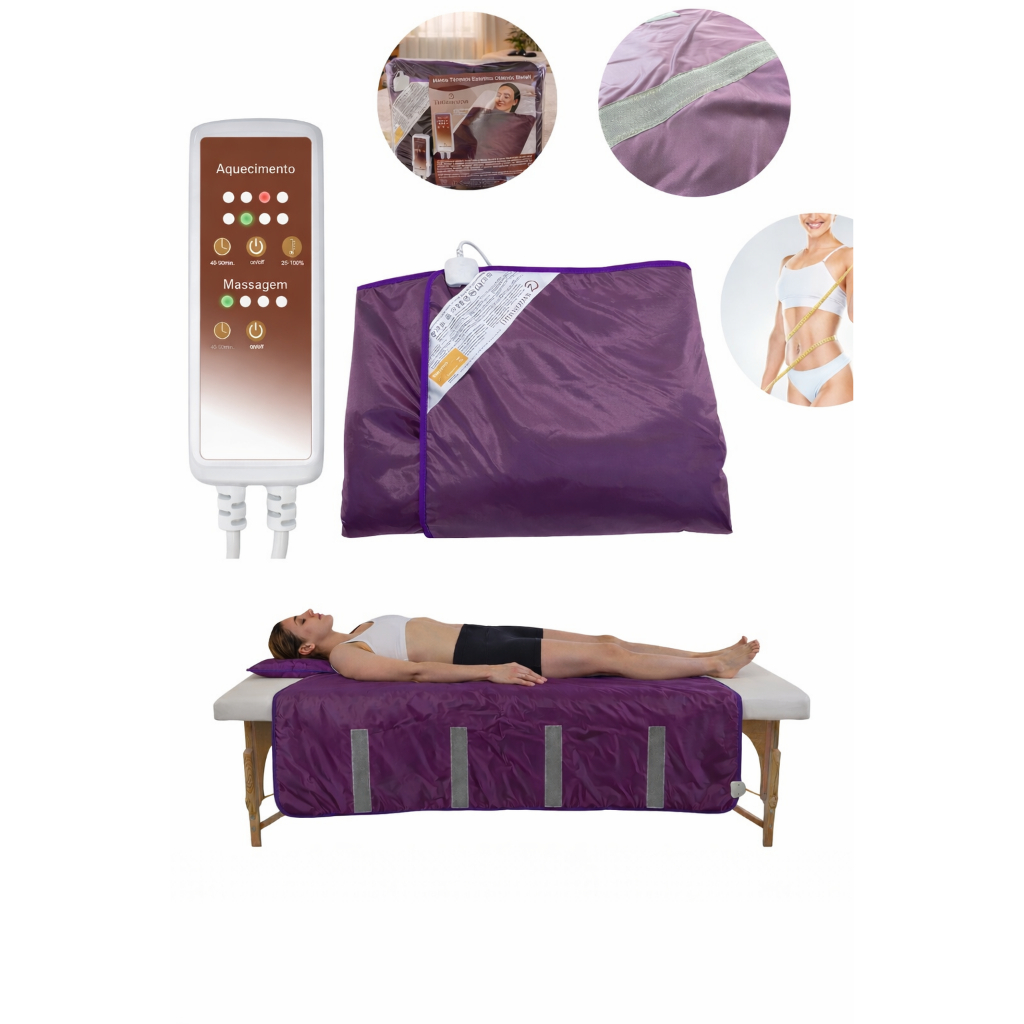 Vibro Manta Térmica 1,70MT x 1,50MT Estética Massageador Elétrica Roxa Bivolt  INMETRO GRANDE