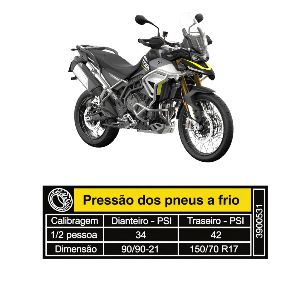 ADESIVO DECALQUE PRESSÃO DOS PNEUS TIGER 900 RALLY PRÓ  GT  ARAGON EDITION DESERT ALPINE