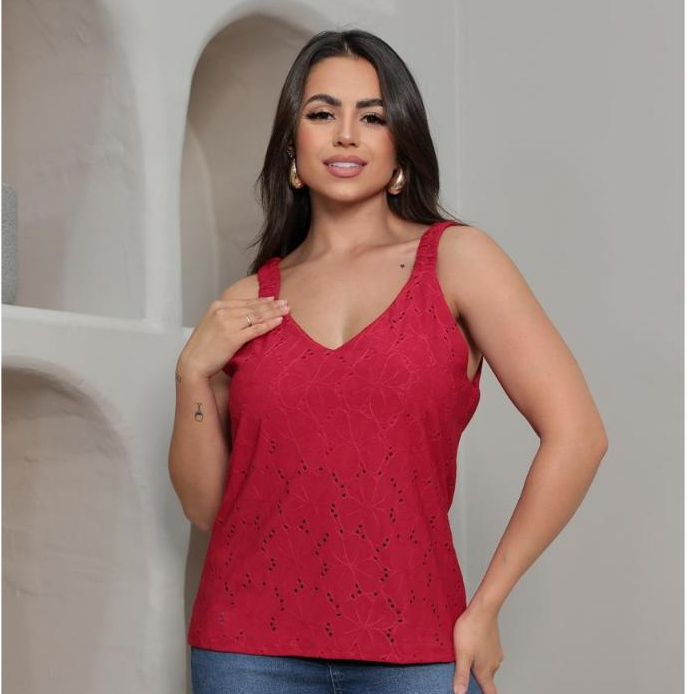 Blusa Regata Feminina Laise Estilosa com Detalhes Tamanho Único Casual Verão e Inverno