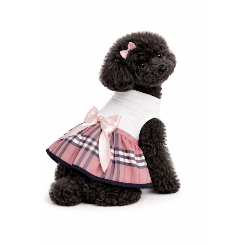 Roupa Pet Elegante Estilo Princesa com Laço Strass cachorro pequeno pet vestido roupa pet inverno roupa de frio