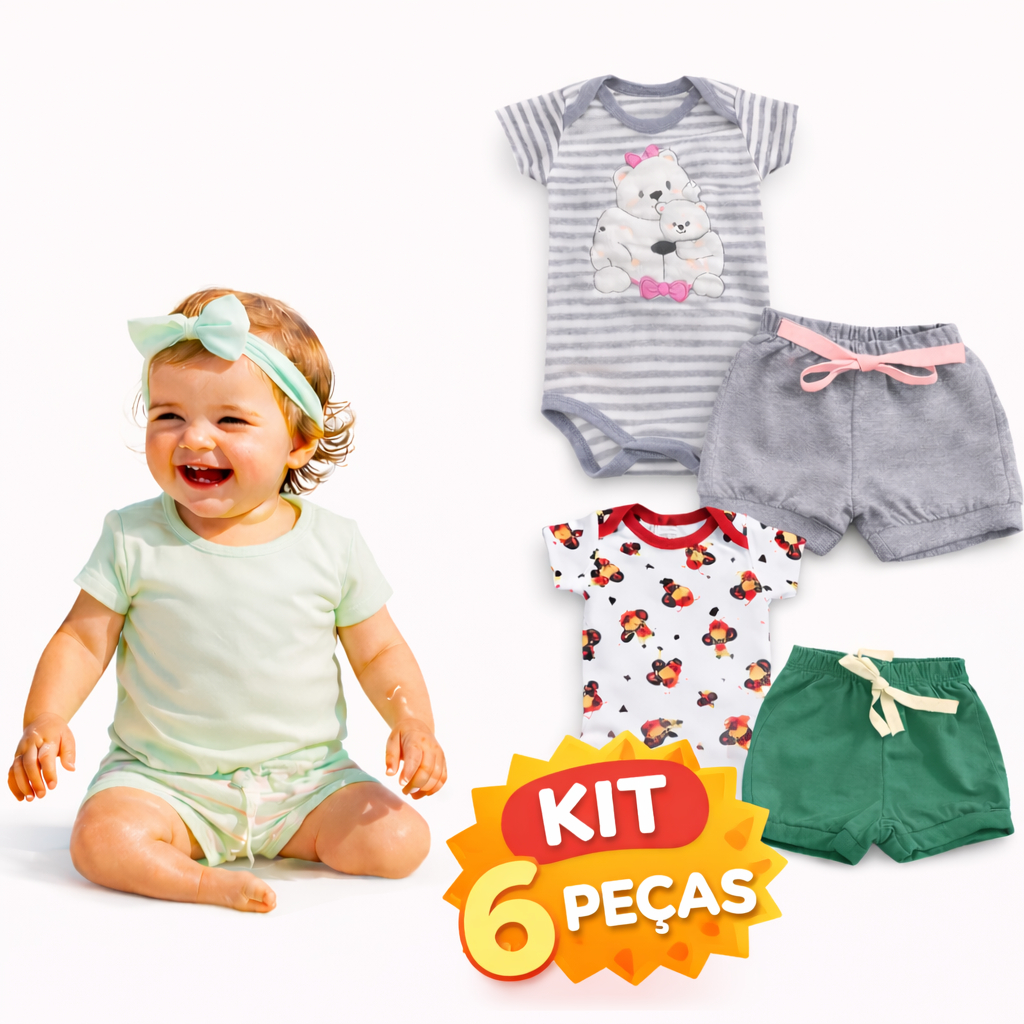Kit Verão Bebê Menina 2 4 6 8 Peças Roupa Barata Algodão Fresquinho Sortido
