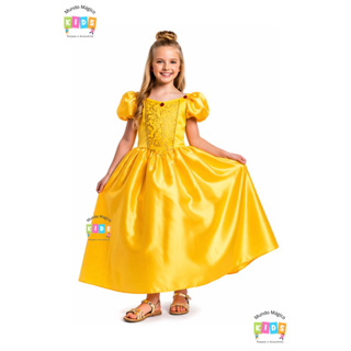 Vestido da Princesa Bela E A Fera fantasia Roupa Infantil Menina Disney em Oferta na Shopee