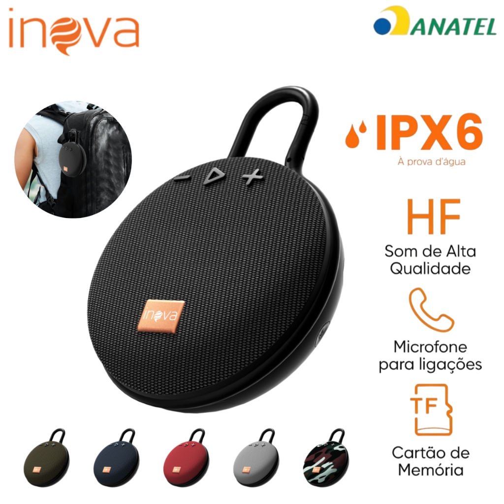 Inova Caixa de Som Clip Bluetooth Mini Portátil Gancho, À Prova d'Água Esportes