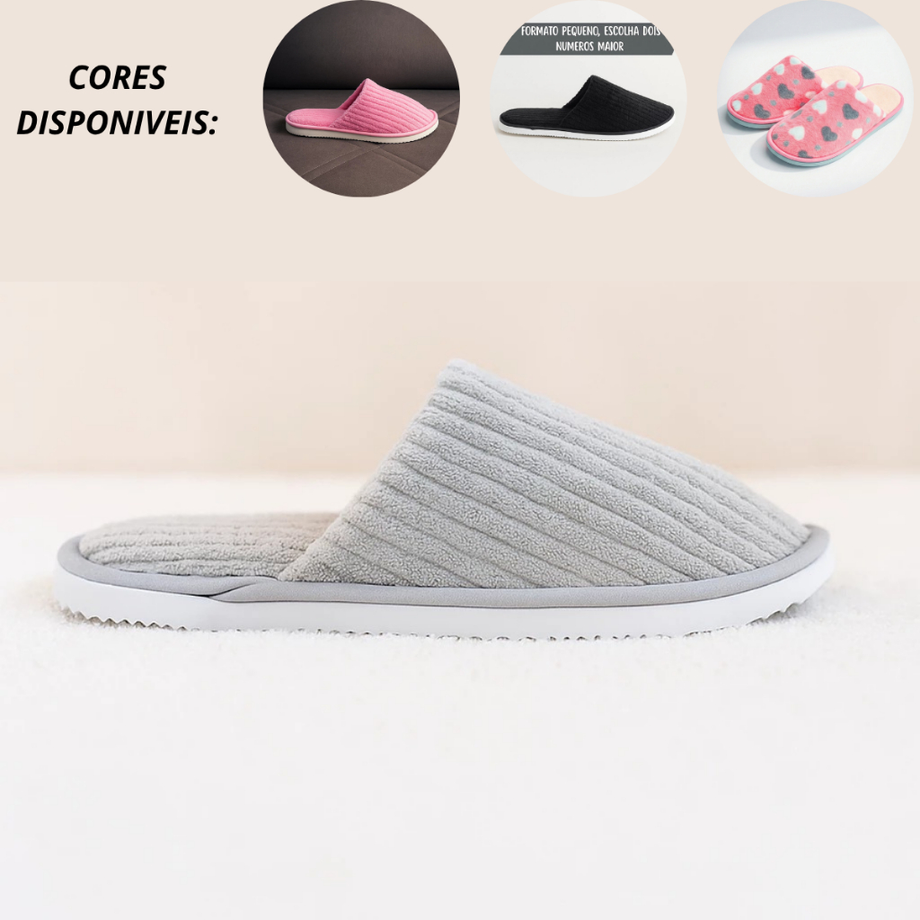 Chinelo Pantufa Feminina Macia E Quentinha Solado Leve e Confortável Diversas Cores