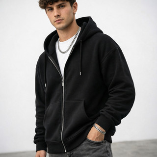 Blusa Moletom Masculina com Zíper Flanelado Quentinho  Inverno