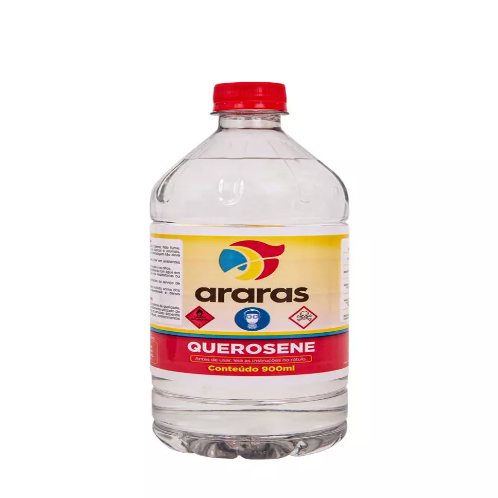 Querosene Araras 900ml 5L Diluicao Removedor de Graxa Óleo Cola e Tinta Esmalte Limpeza Pesada