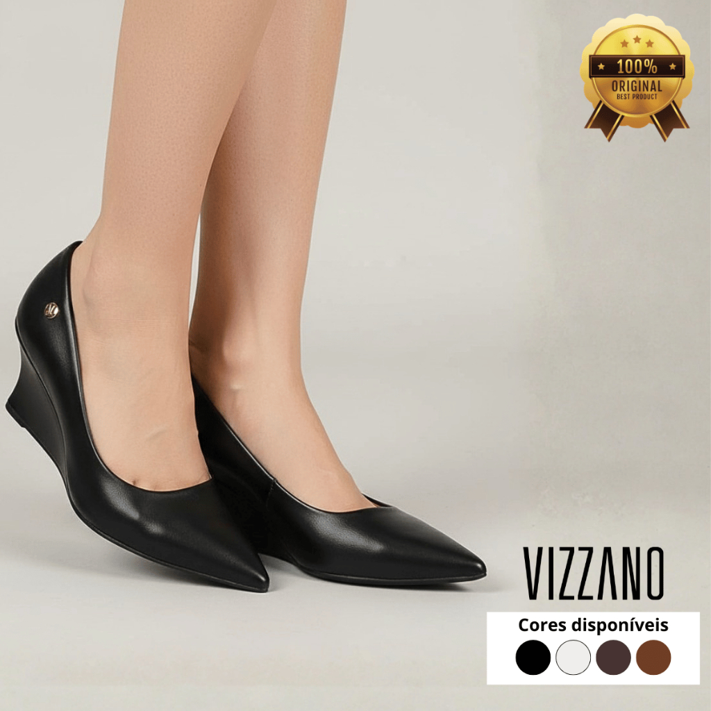 Salto Vizzano Feminino Plataforma Anabela Wedge Versátil Outono Scarpin Bico Fino Original