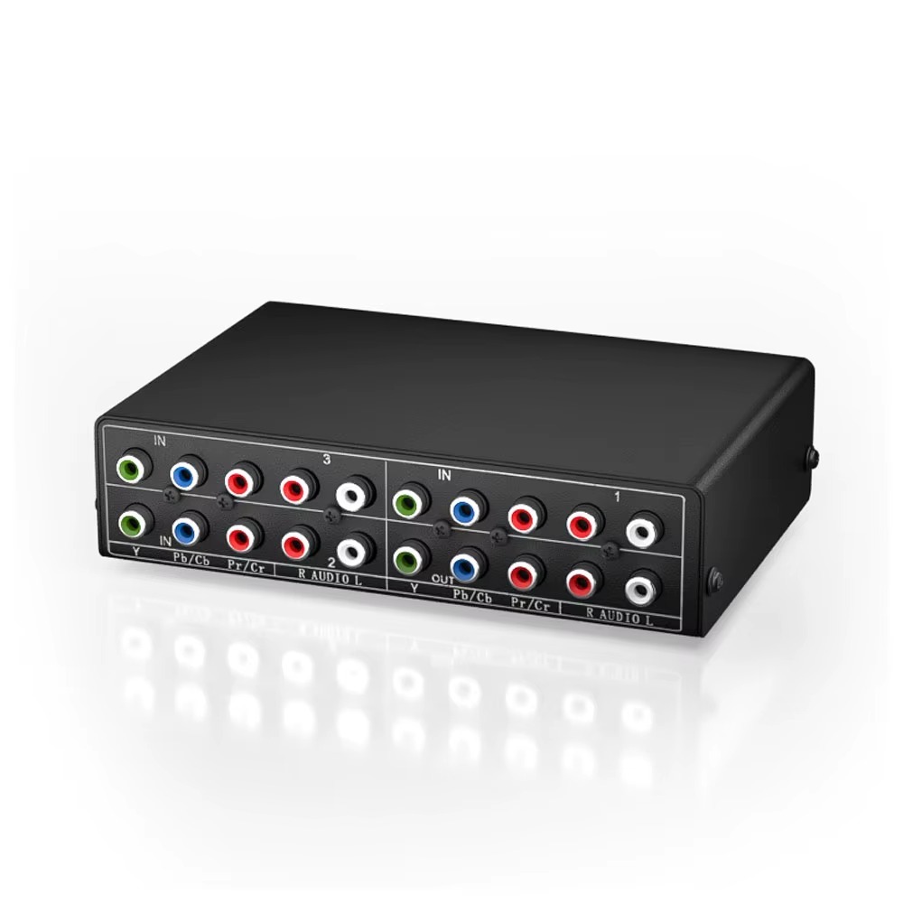 Switch Seletor Vídeo Componente YPbPr 3 em 1 Saída (5 RCA) Áudio e Vídeo | HDmatters Carcaça em Metal