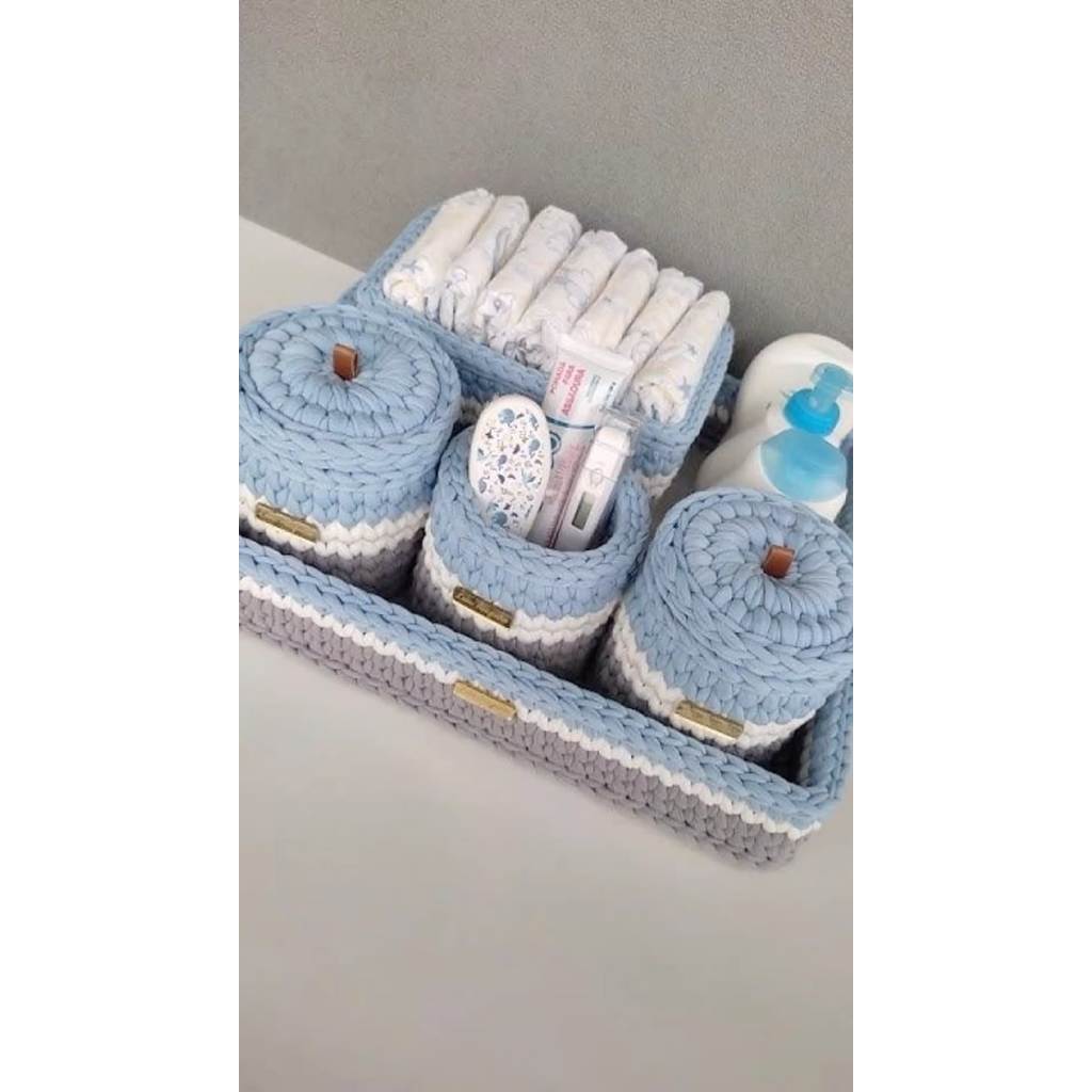 kit higiene bebê crochê kit bebê luxo decoração quarto bebê porta fraldas crochê kit maternidade organizador bebê fio