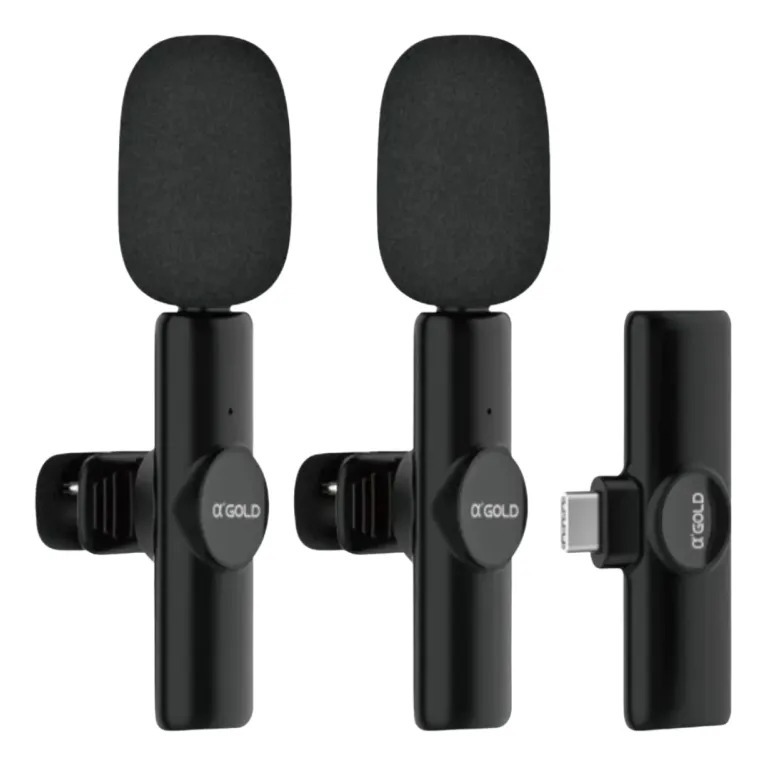 Microfone de Lapela Tipo C Duplo 2 Mic Celular Android USB-C Alta Qualidade Som Profissional