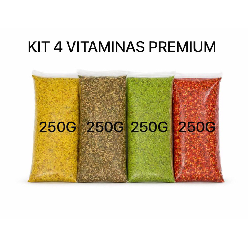 Kit Vitaminas Premium 1KG Nutrição Absoluta P/ Canários Coleiros Papa capim Pintassilgo Curió e aves médias Ração