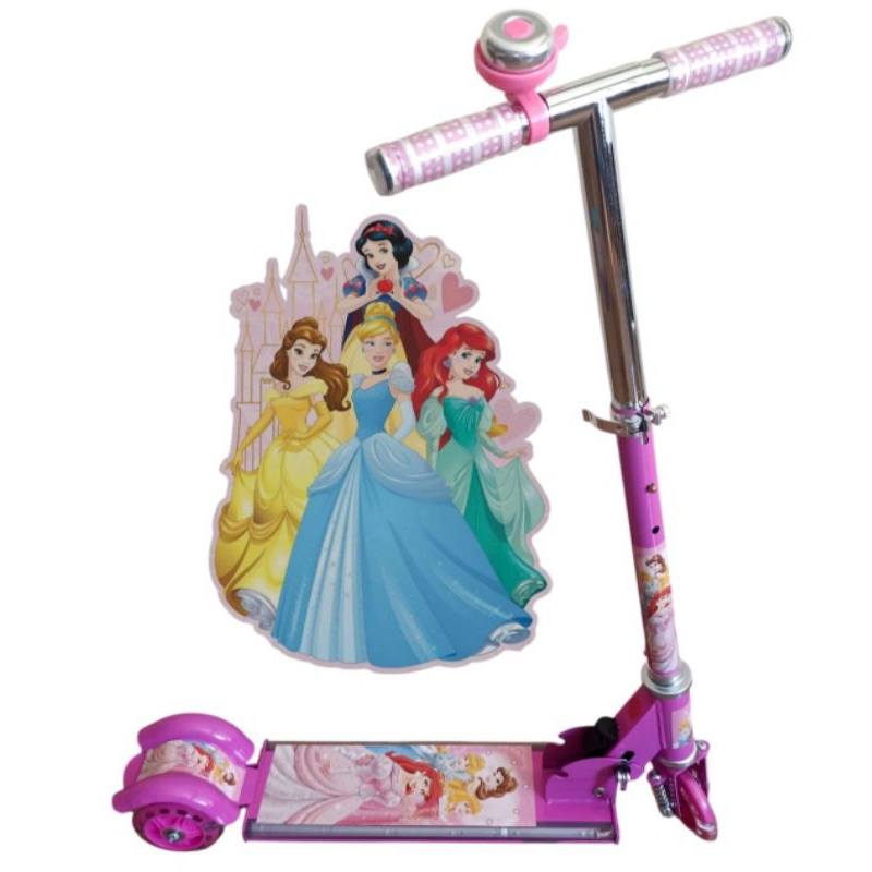 Patinete 🛴 Dobrável Infantil Musical com Buzina As Princesas da Disney