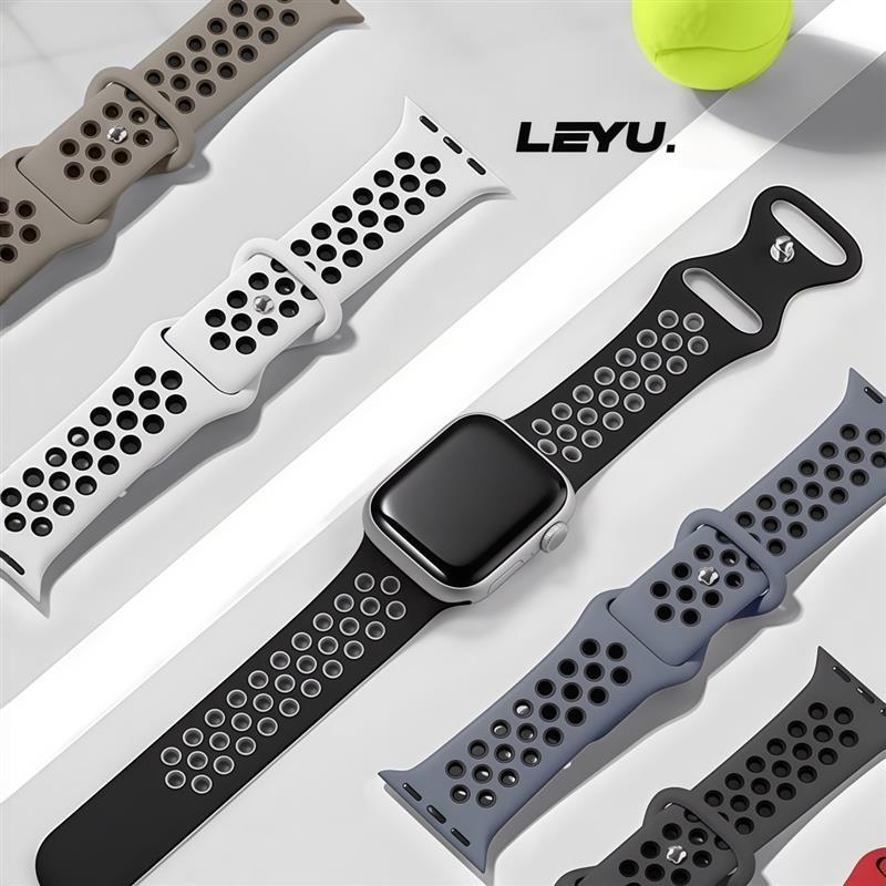 Pulseira esportiva de silicone respirável compatível Apple Watch Series 11 10 SE Ultra 49mm 40/41/42mm 44/45/46mm