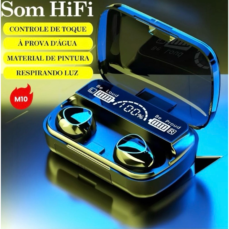 Fone Bluetooth M10 TWS Sem Fio com Display LED | Grave Forte | Android e iPhone | Barato Promoção