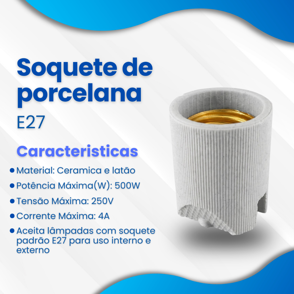 50 Receptáculo Bocal Soquete 1450 Porcelana Louça Spot Plafon E-27