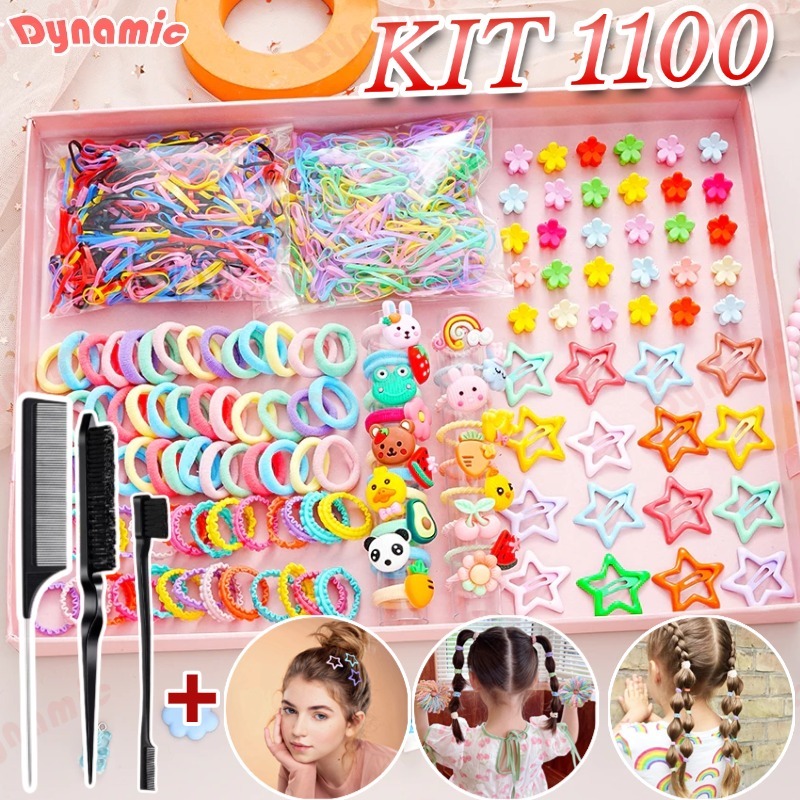 KIT1100 Conjunto De Acessórios Para Cabelo De Desenho Animado De 1100 Peças | Clipes BB Coreanos-DY