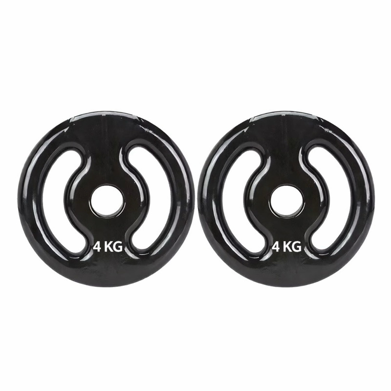 Par De Anilhas Vazadas 4 Kg Emborrachadas (2X4 KG) Treino Fitness Academia