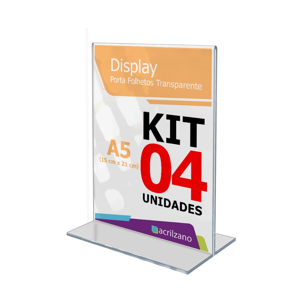 Expositor A5 15x21cm Vertical para Promoções, Ofertas e Destaque de Produtos – Kit 4 Peças
