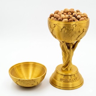 Porta Petiscos Troféu Copa do Mundo - Petisqueira Decorativa Gold - Decoração Brasil Para Balas, Doces e Petiscos