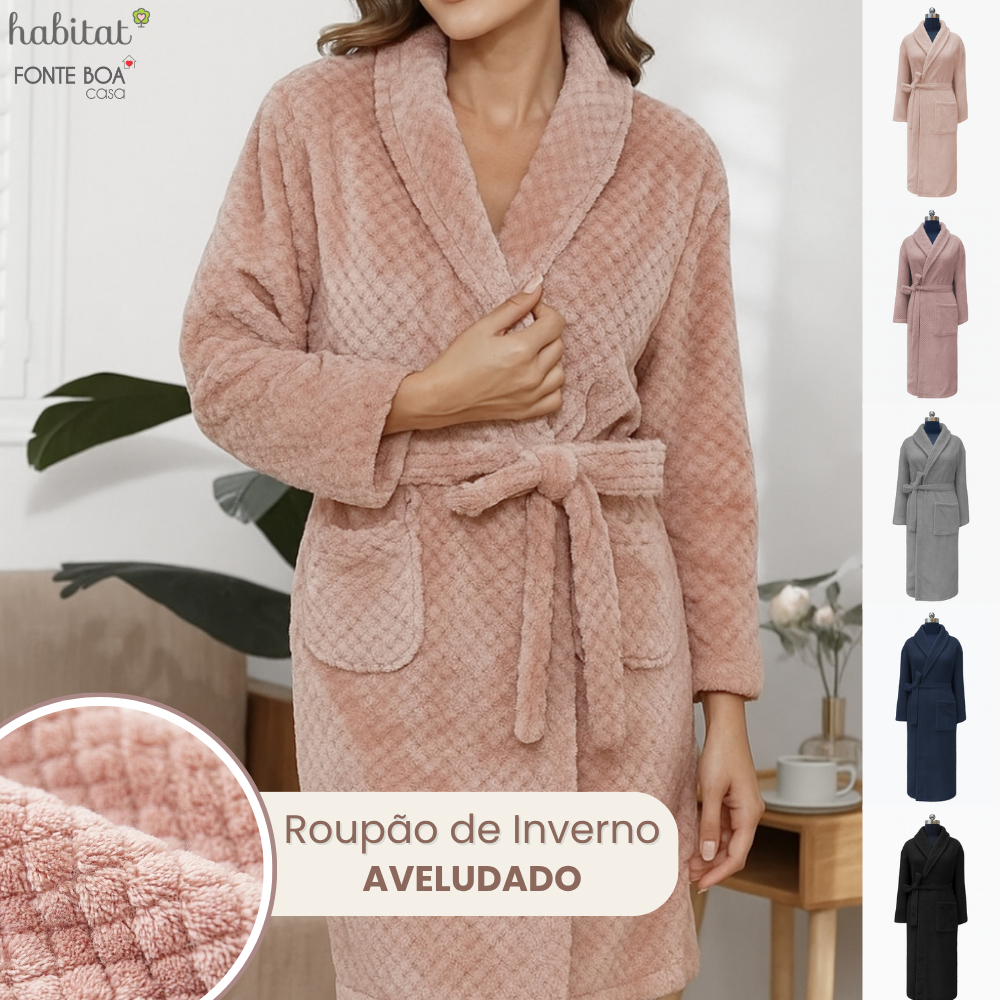 Roupão De Microfibra Adulto Unissex Toque Aveludado Macio Habitat