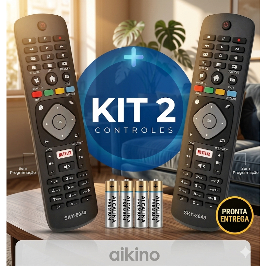 kit Controle Remoto TV Compatível com Philips Smart - FBG 8049/LE 7276