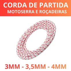Corda de Partida 3mm - 3,5mm - 4mm 1 Metro, Motosserra Roçadeira Geradores – Reforçada Alta Durabilidade Universal