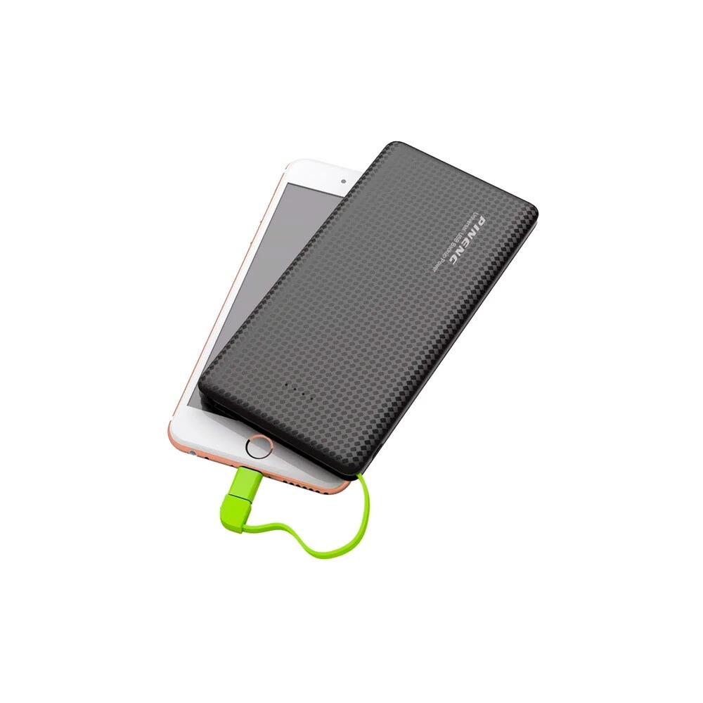 Carregador Portatil Power Bank Turbo 10000Mah Original Slim Pn-951 Cabo Embutido iPhone Cor Preto
