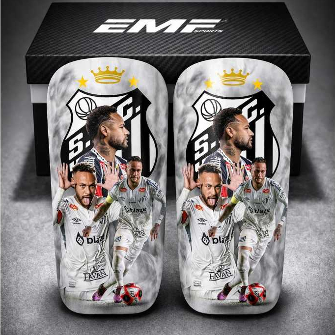 Caneleira Neymar Jr Personalizada ⚽ Santos e Brasil | Proteção Leve Futebol Adulto/Infantil