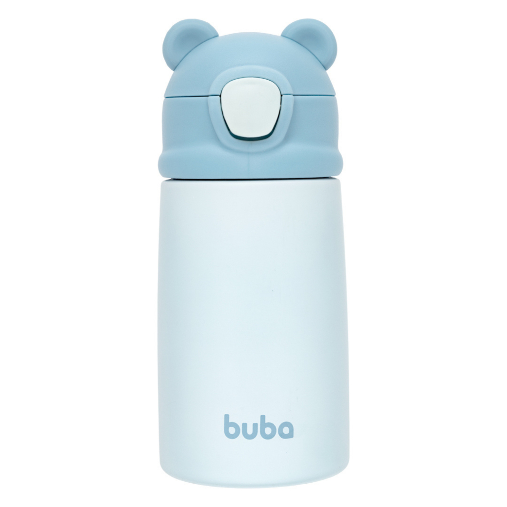 Copo Termico Parede Dupla Ursinho 320ml Buba Livre de BPA com Canudinho
