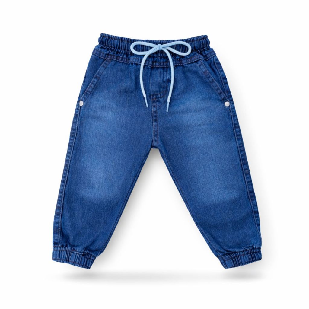 Calça Jeans Infantil Masculina Jogger Menino Bebê Confortável Cintura Elástica Estilo Moderno