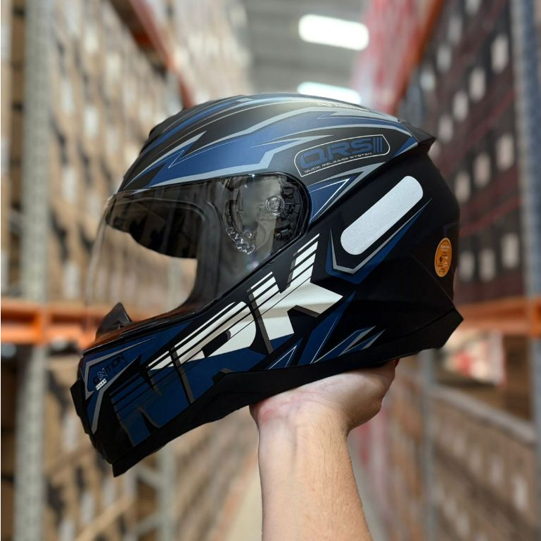 Capacete moto Norisk Razor Ghost Azul Preto Fosco Integral + Narigueira Masculino Feminino Original