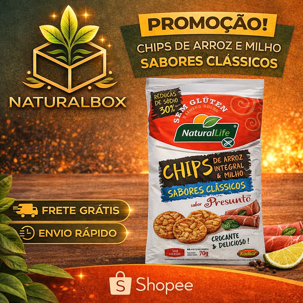 Chips Arroz Integral e Milho Presunto Sem Glúten Kodilar 70g