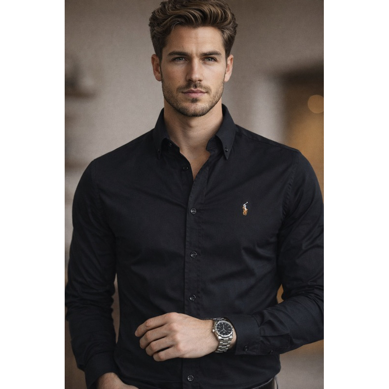 Camisa Social Masculina Slim Fit Oxford Premium Manga Longa Elegante