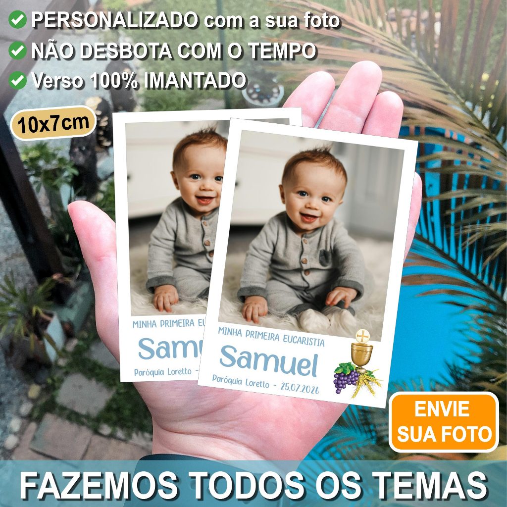 Imã de Geladeira Batizado Personalizado 10x7 | Lembrancinha com Foto Batismo Primeira Eucaristia