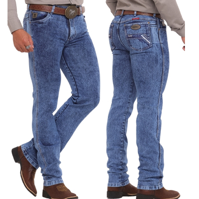 Calça Jeans Country Masculina Bordada Premium - Trabalho, Rodeio, Festa - Fabricação Própria