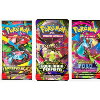 Booster/Pacotinho de cartas Pokémon Fogo Fantasmagórico ,Mega Evolução e herois excelsos em Oferta na Shopee