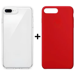 Kit 2 Capinhas de Iphone 7 Plus ou 8 Plus Colorida e Transparente Fechada nas Laterais Case Aveludada e Silicone
