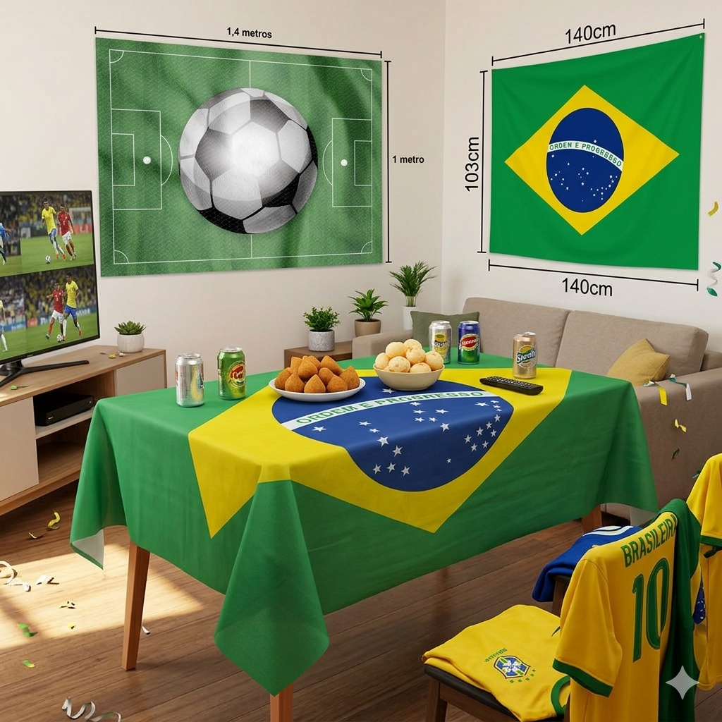 Kit Bandeira Decoração de painel para Copa 2026 Brasil Hexa,Decoração,Eventos Esportivos,Bandeira do Brasil,Festa de fut