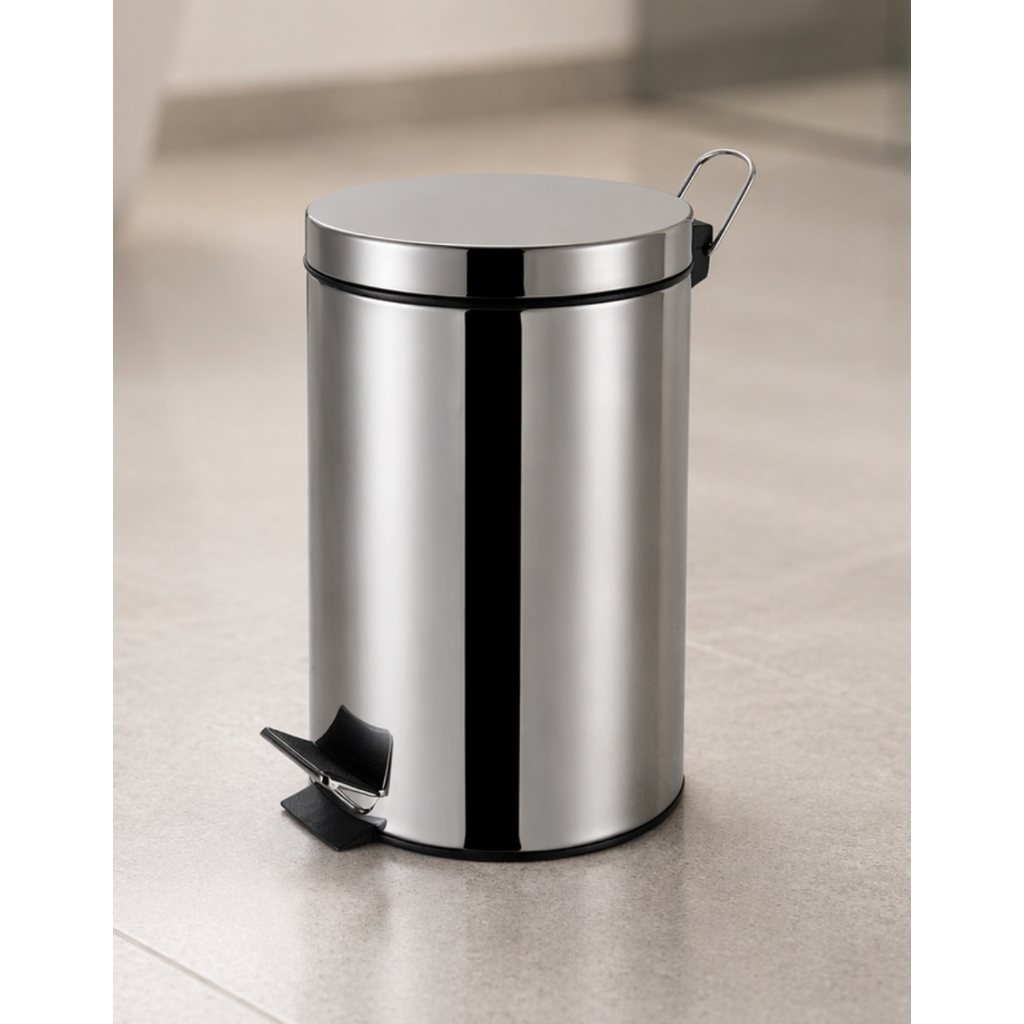 Lixeira Inox 5L com Pedal e Balde Interno Removível Ágata Aço Inoxidável para Cozinha e Banheiro