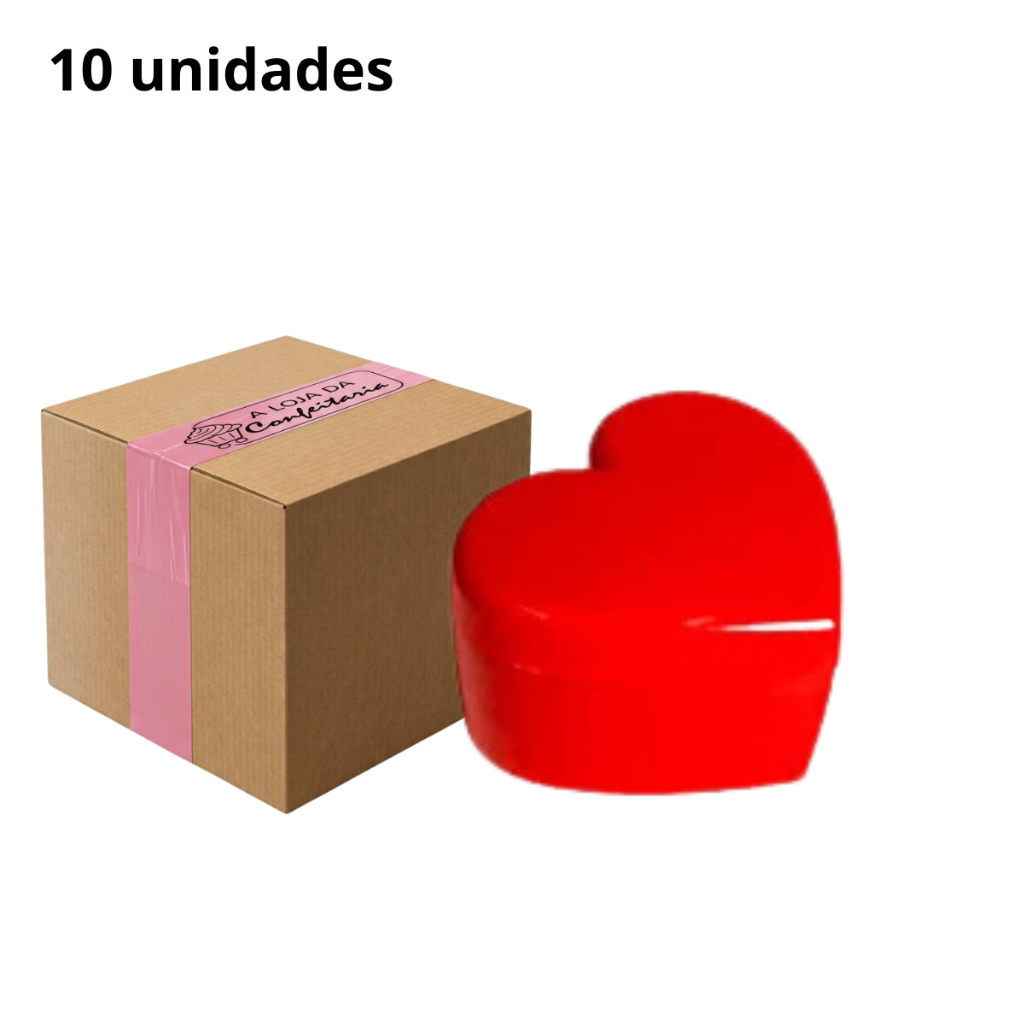Kit 10un Cake Box Coração Tampa Alta 750ML Para Sobremesas Bolos Pavê-  Vermelho Sólido Blue Star