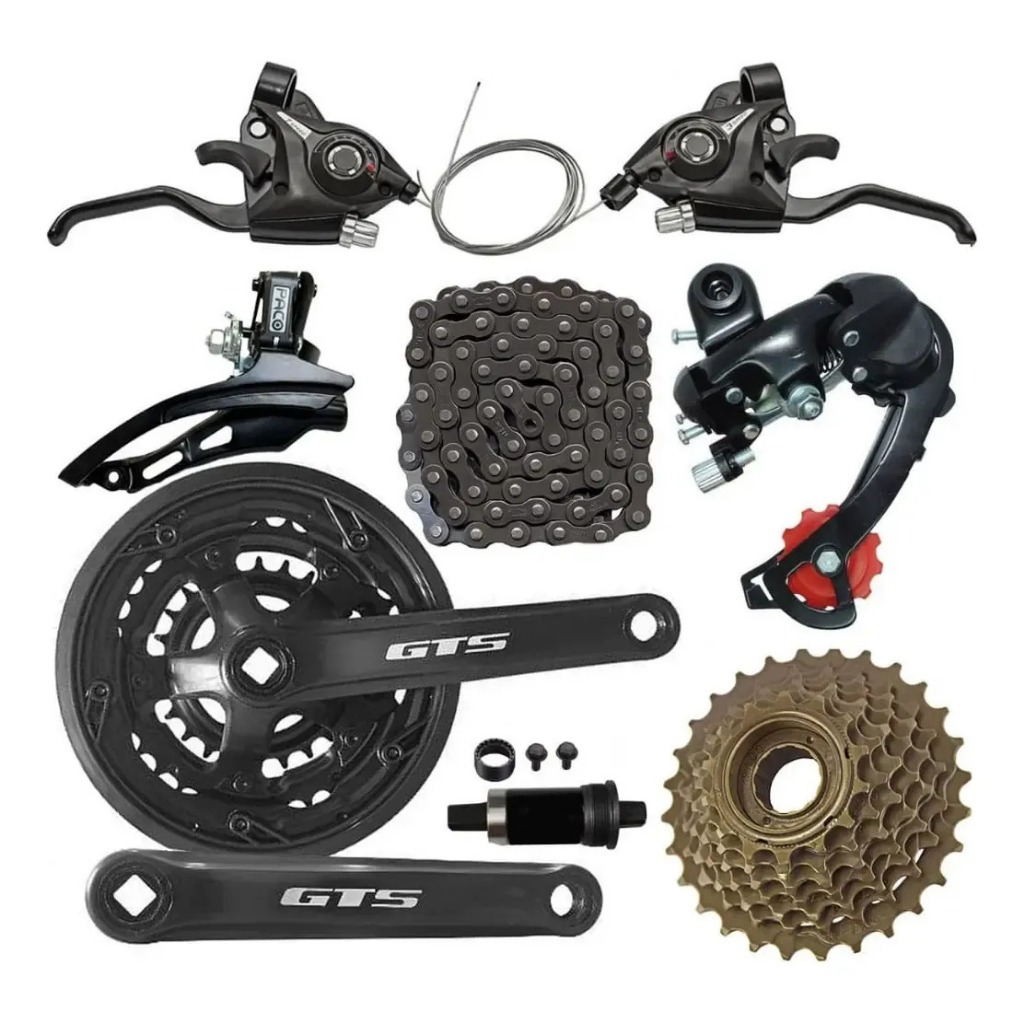 Kit Relação Bike Transmissão 21 Velocidade 3x7v Sunrun/GTA Pedivela Central Corrente Passador Roda Livre Cambios