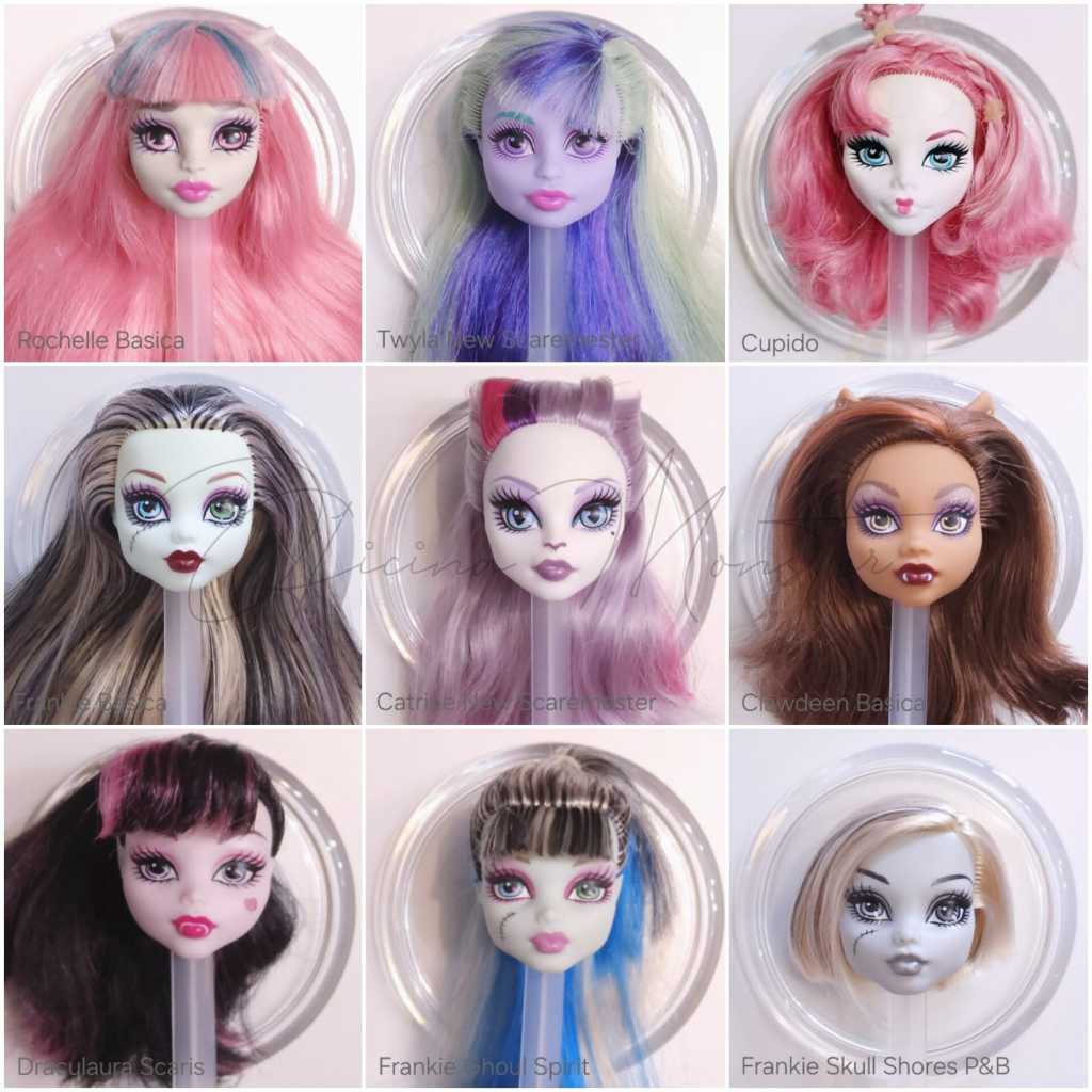 Cabeça/Sucata Boneca Monster MH 26 - Rochelle, Twyla, Cupido, Franie, Catrine, Clawdeen, Draculaura, Frankie