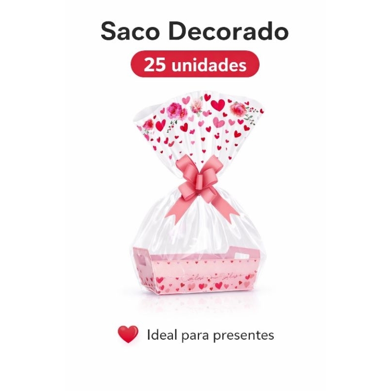 25 sacos celofane 45x60 transparente incolor para cesta