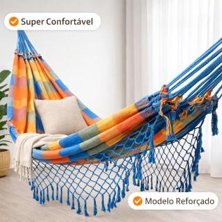 Rede de Descanso Casal Algodão Reforçada Luxo com Franjas | Decorativa Confortável e Resistente