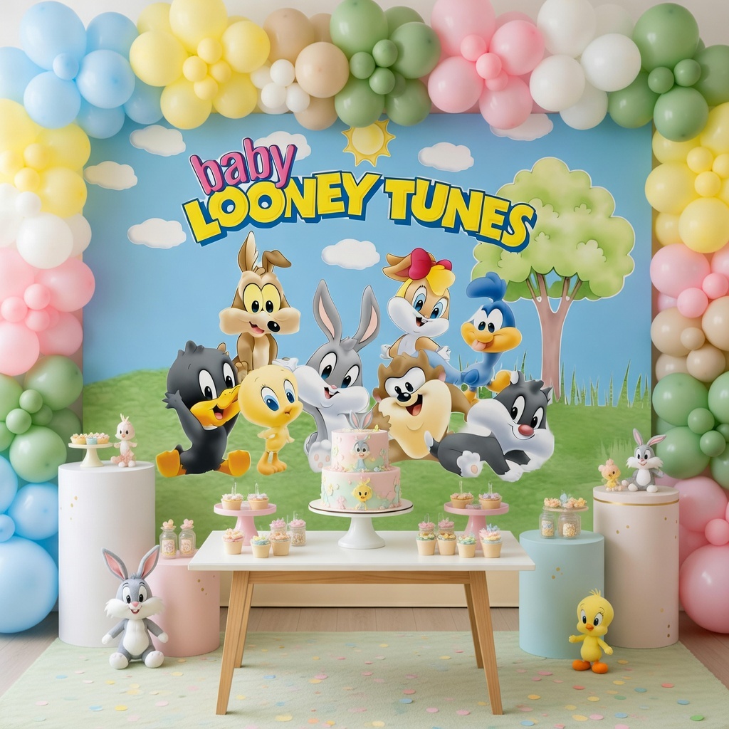 Fundo Decorativo Loney Tones Filme Infantil 2,10 x 150 Sublimado Lançamento Bibi Painéis Promoção