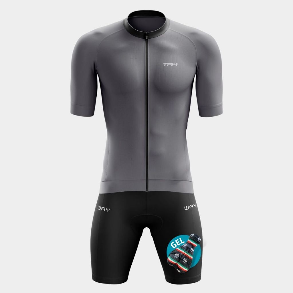 Conjunto Premium Masculino Camisa Ciclista Zíper Total Bermuda Forro Gel Elite Mtb Speed