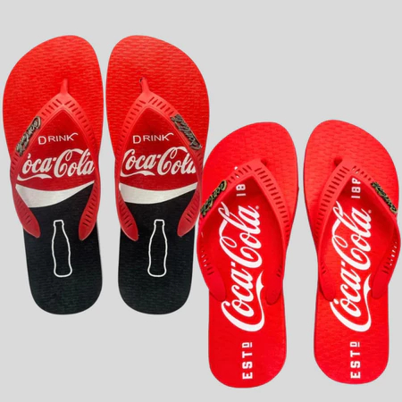 Kit 2 Pares Chinelo Coca Cola Casual Antiderrapante
